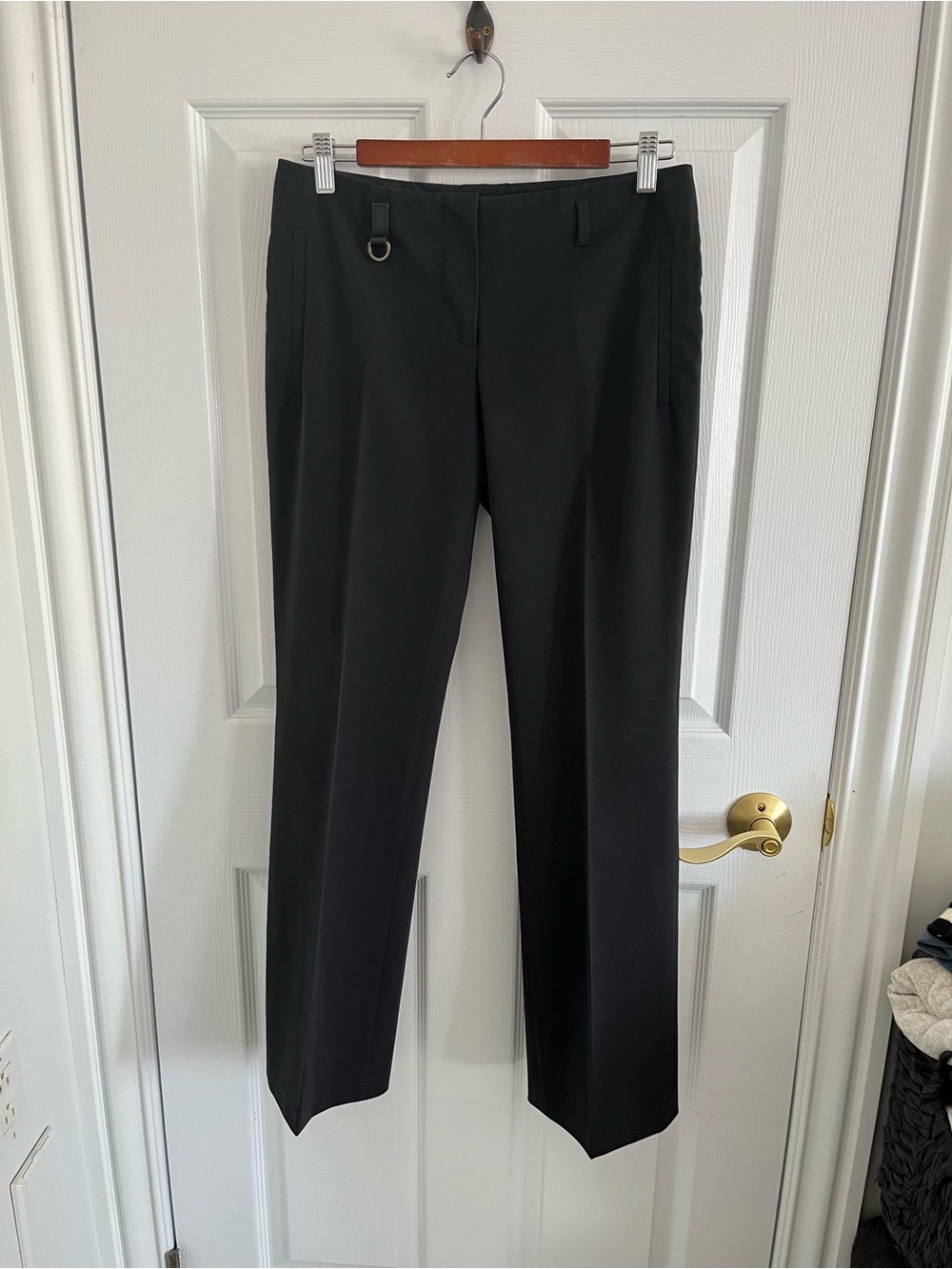 Prada Y2k low slung low waist Black Dress Trousers with D-Ring Detail